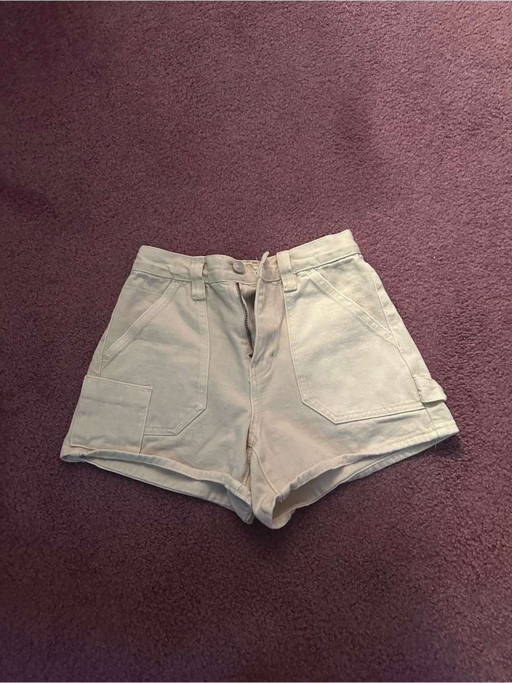PacSun High-Rise Cream Utility Shorts